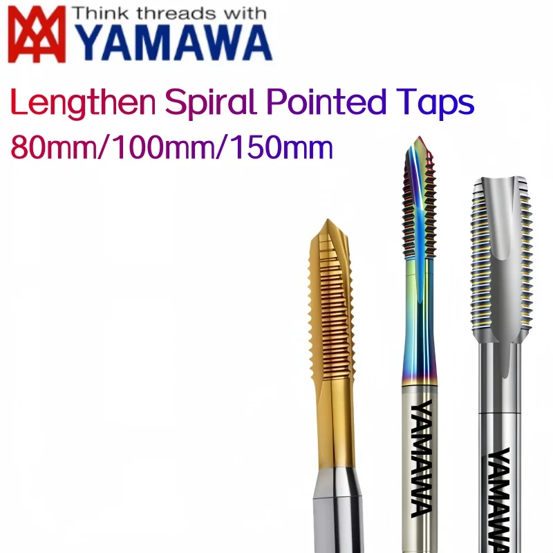 1PCS YAMAWA HSSE Spiral Pointed Taps Lengthened 1.2-M6x80mm/100mm/150mm Strengthen aluminum thread tap
