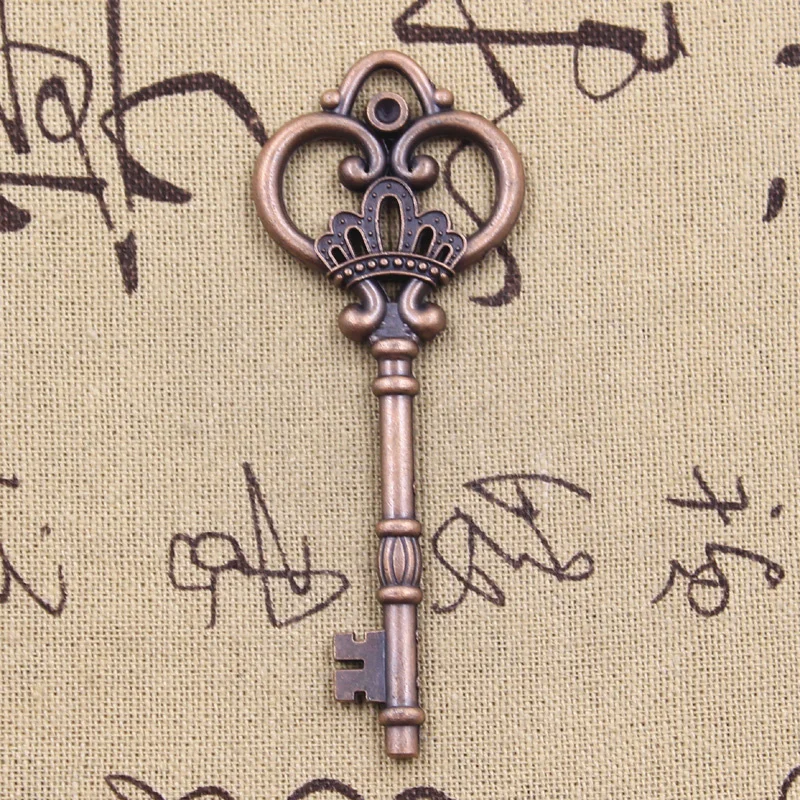 3pcs Charms Lucky Key Opener 83x32mm Antique Bronze Silver Color Pendants DIY Crafts Making Findings Handmade Tibetan Jewelry