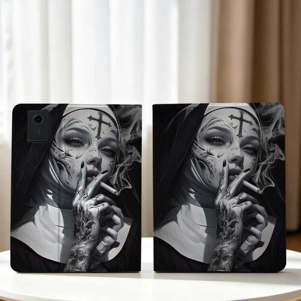 Cool Nun Smoking Art For Lenovo Xiaoxin Pad Pro Tab P12 P11 11 13 11.2 inch K11 Plus Pen Tray Tablet Case Soft