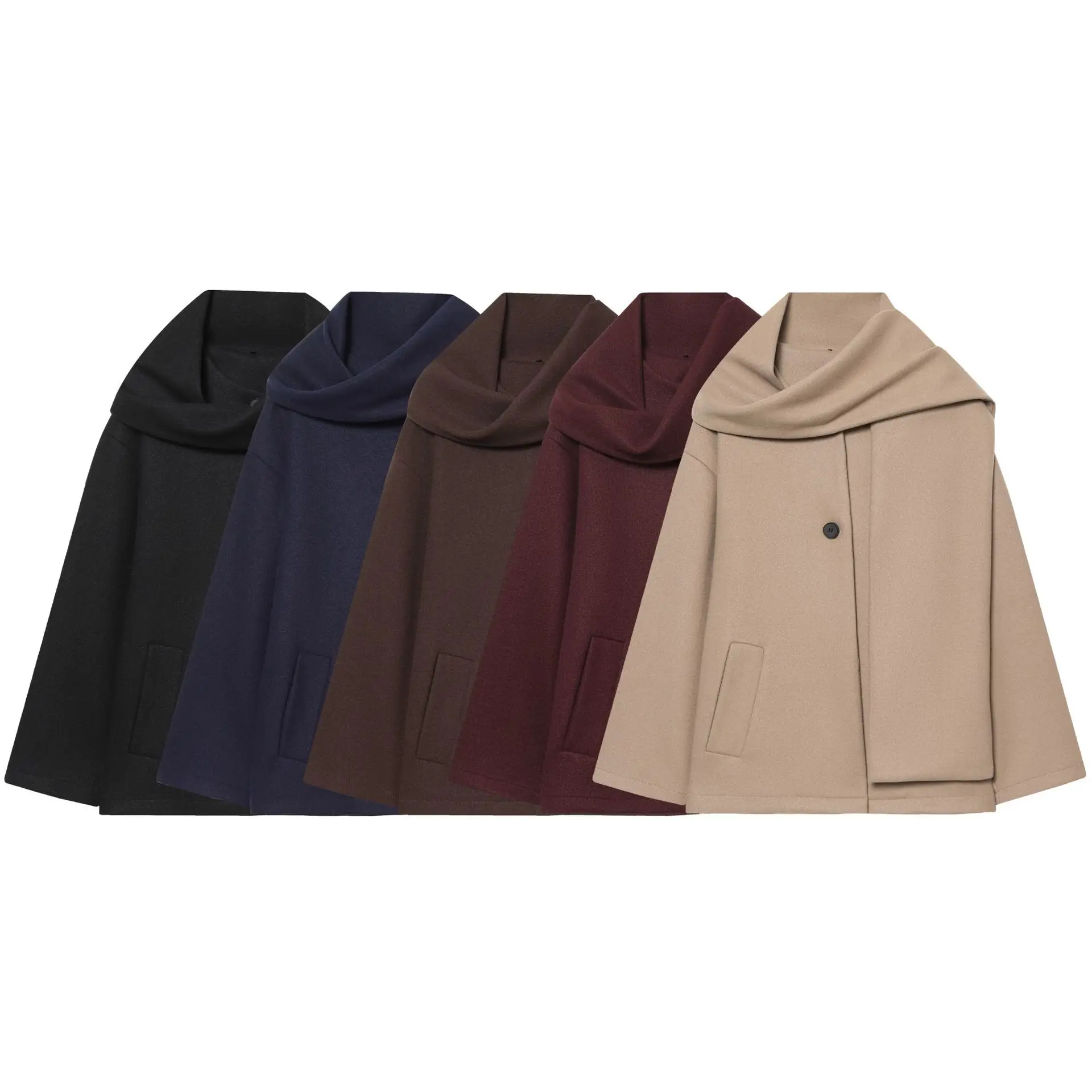 

European and American style women's clothing 2025 autumn and winter new style with scarf, loose woolen coat and jacket