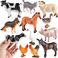Oenux Farm Model Simulation Goose Duck Pig Hen Cow Horse Sheep Action Figures Poultry Animals Figurine Miniature Cute Kids Toy