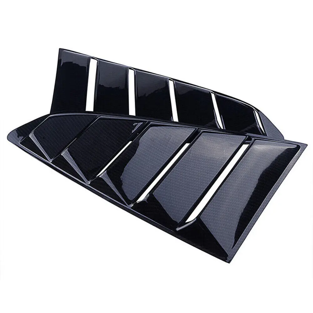 For Ford Mustang 2015-2020 Car Rear Louver Window Side Shutter Cover Trim Sticker Vent Scoop ABS Carbon Fiber Black Accessories