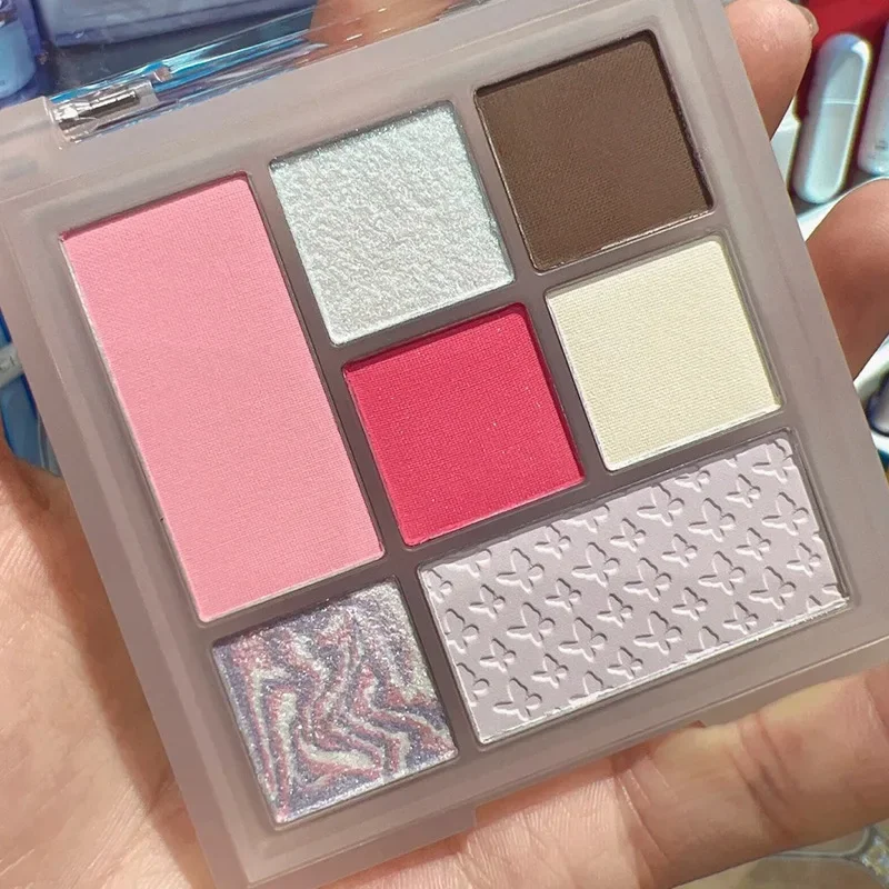 لوحة ظلال عيون مكونة من 7 ألوان، رمادي وبني محايد اللون الأرضي، ظلال عيون سموكي سوداء غير لامعة، لوحة مكياج عيون، مستحضرات تجميل