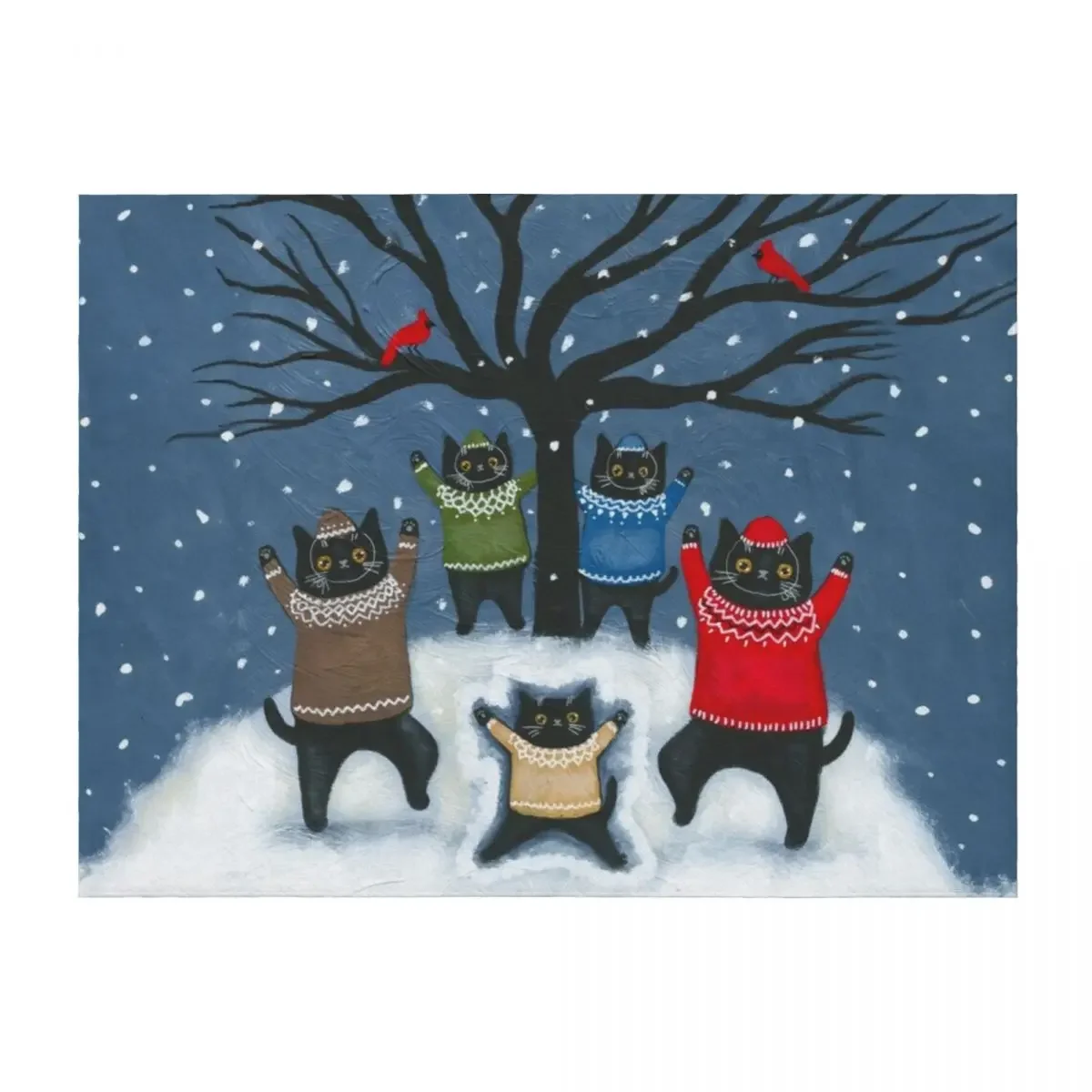 

The Cats Celebration of Winter Throw Blanket Soft Plush Plaid Soft Blankets For Bed decorative Blankets