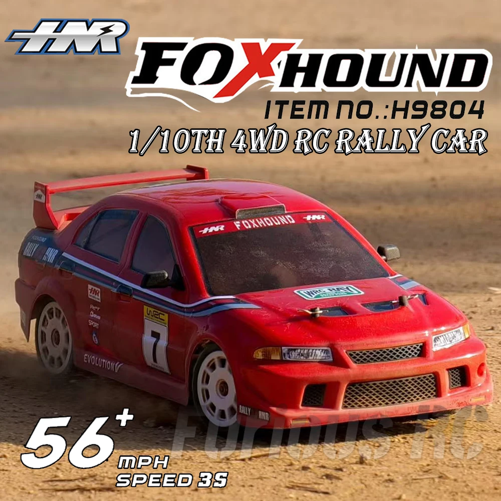 HNR H9804 FOXHOUND Brushless Rally Car 1/10 RC Electric Remote Control Model Off-Road Car 2.4GHz 4WD RTR Adult Kids Toys