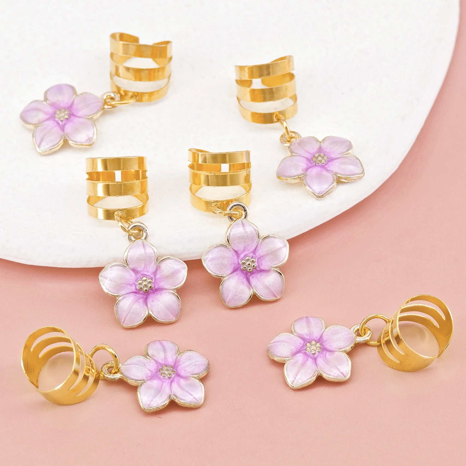 6pcs Flower Decor Hair Clip Set, Dreadlocks & Braid Accessories
