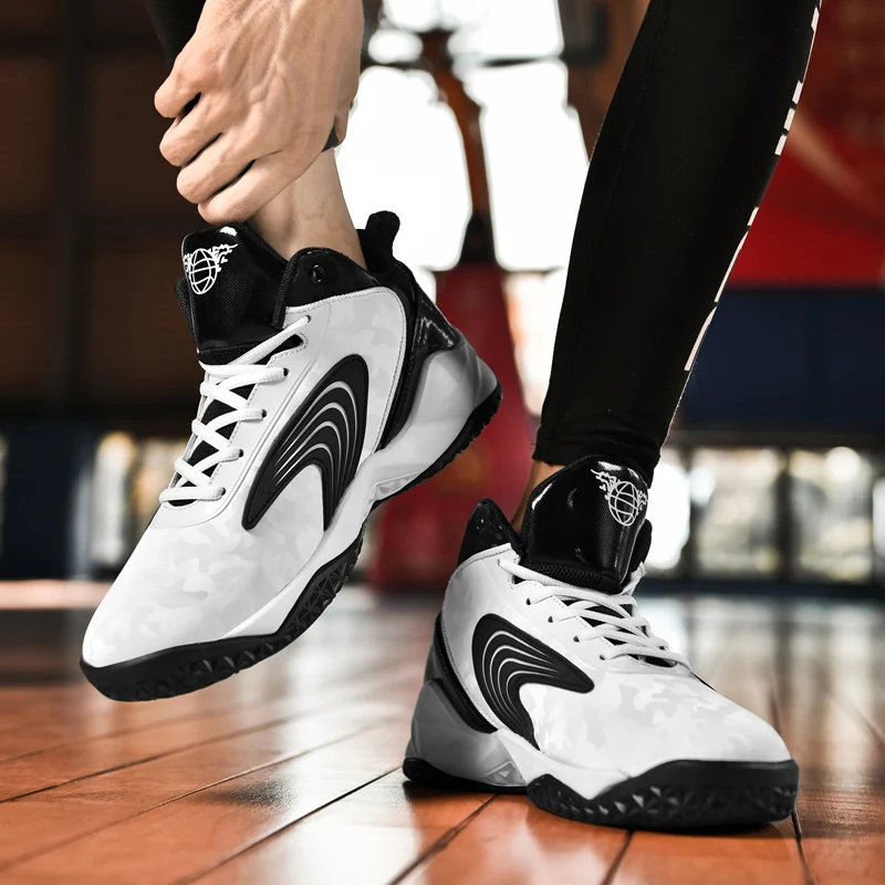 

2023 Couple Sneakers Men Air Cushion Basketball Shoes Women Leather Sports Shoes Male Trainers High-top Waterproof Boots Mesh