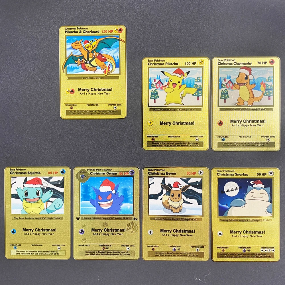 Pokemon Metal Cards English Anime Pikachu Charizard Arceus Mewtwo Blastoise Vmax GX V Letters Game Collection Card Kid Toy Gifts