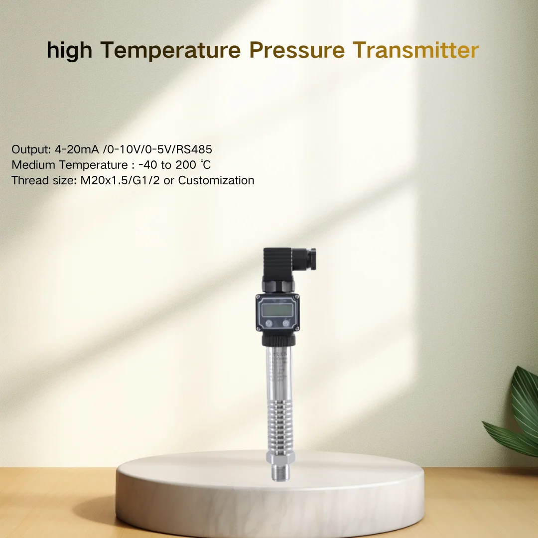Oil Boiler Steam Pressure Transducer, 0-25kPa 40kPa 60kPa High Temp Pressure Transmitter 4-20mA Output with LCD Display, for Ste