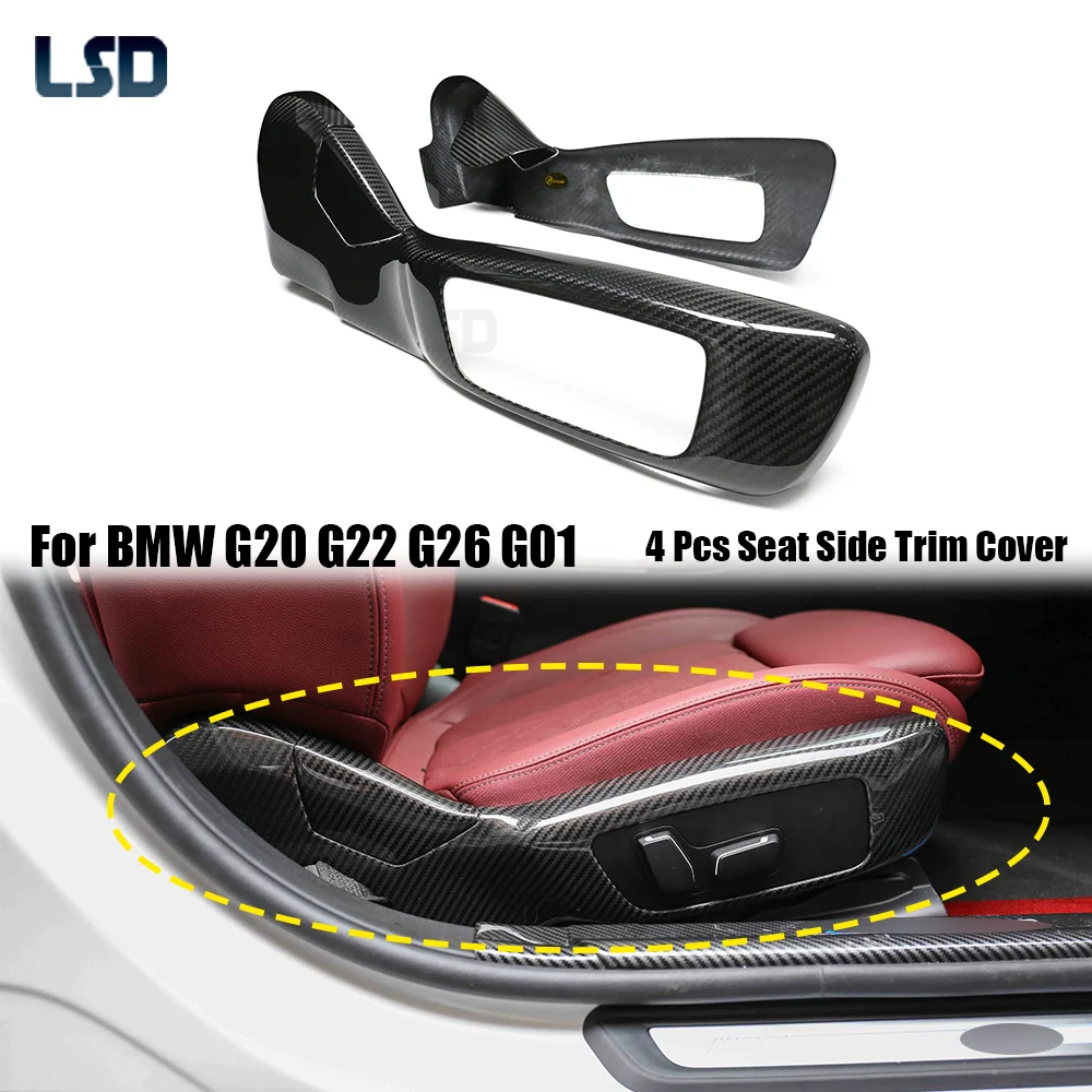 

Комплект из 4 накладок на боковые панели сидений из сухого карбона для BMW 3 и 4 серий G20 G22 G26 (2018+) – наклеиваемые