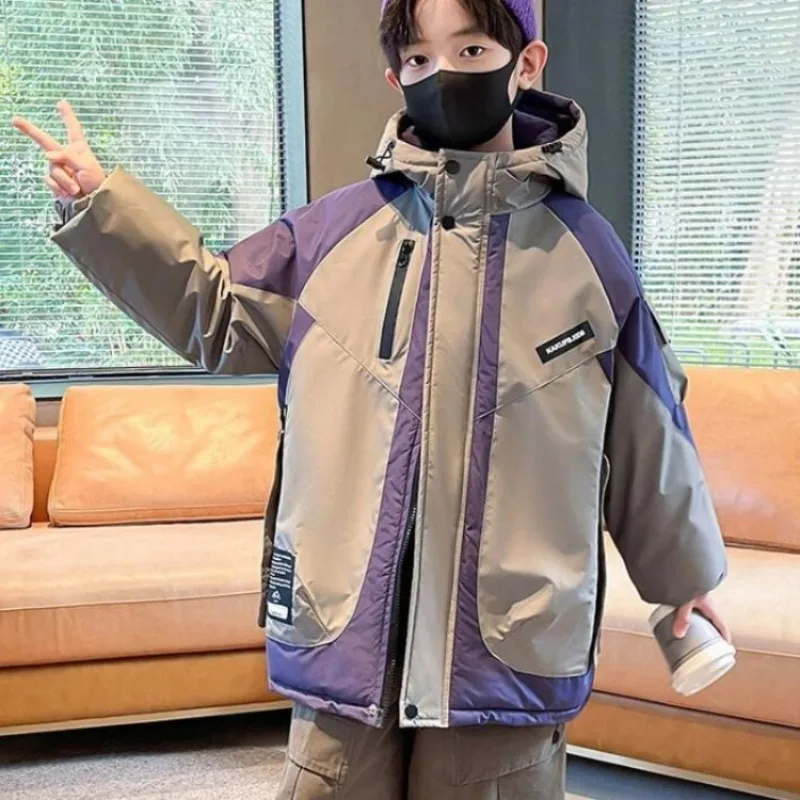 

Зимнее пальто-пуховик для мальчиков от 6 до 15 лет, утепленная парка на подкладке из искусственного меха, детская зимняя одежда, утепленное уличное пальто с защитой от ветра