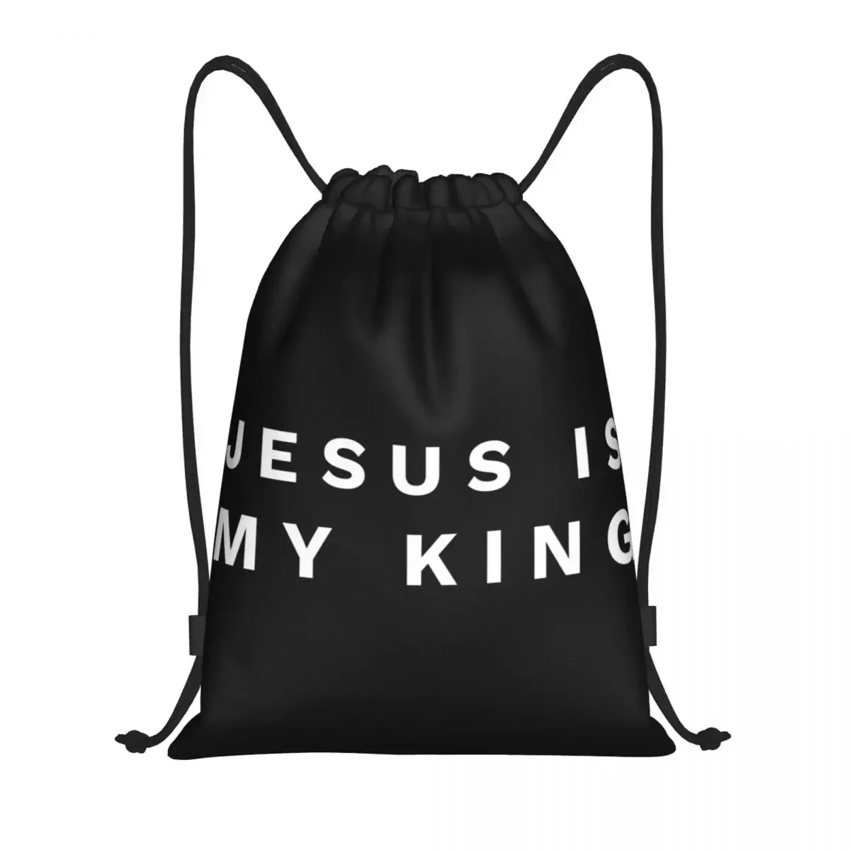 

Custom Jesus Is My King Drawstring Bag for Shopping Yoga Backpacks Women Men Catholic Christian Faith Sports Gym Sackpack