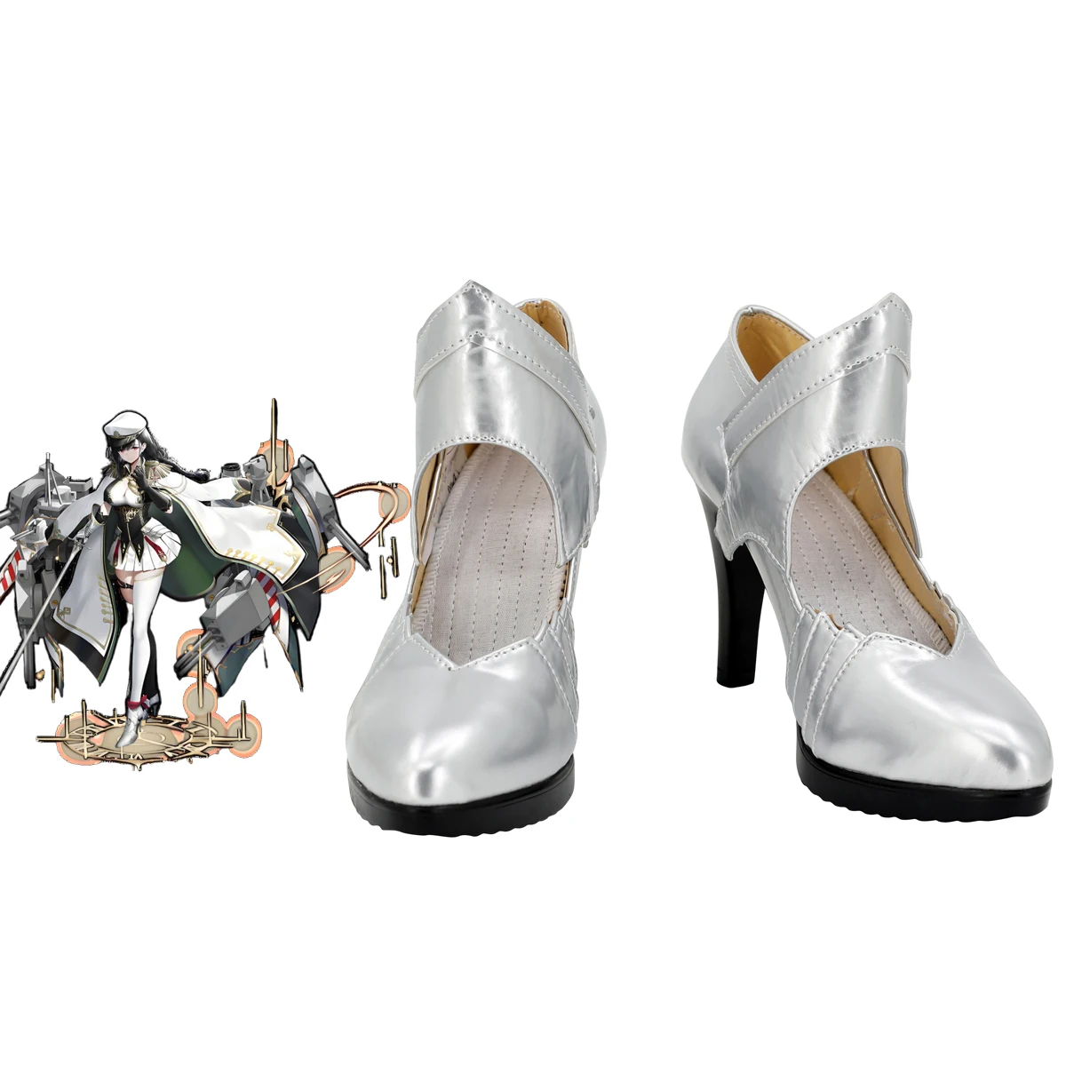 

Azur Lane RN Bolzano Cosplay Shoes Silver Heels Boots Custom Made Any Size