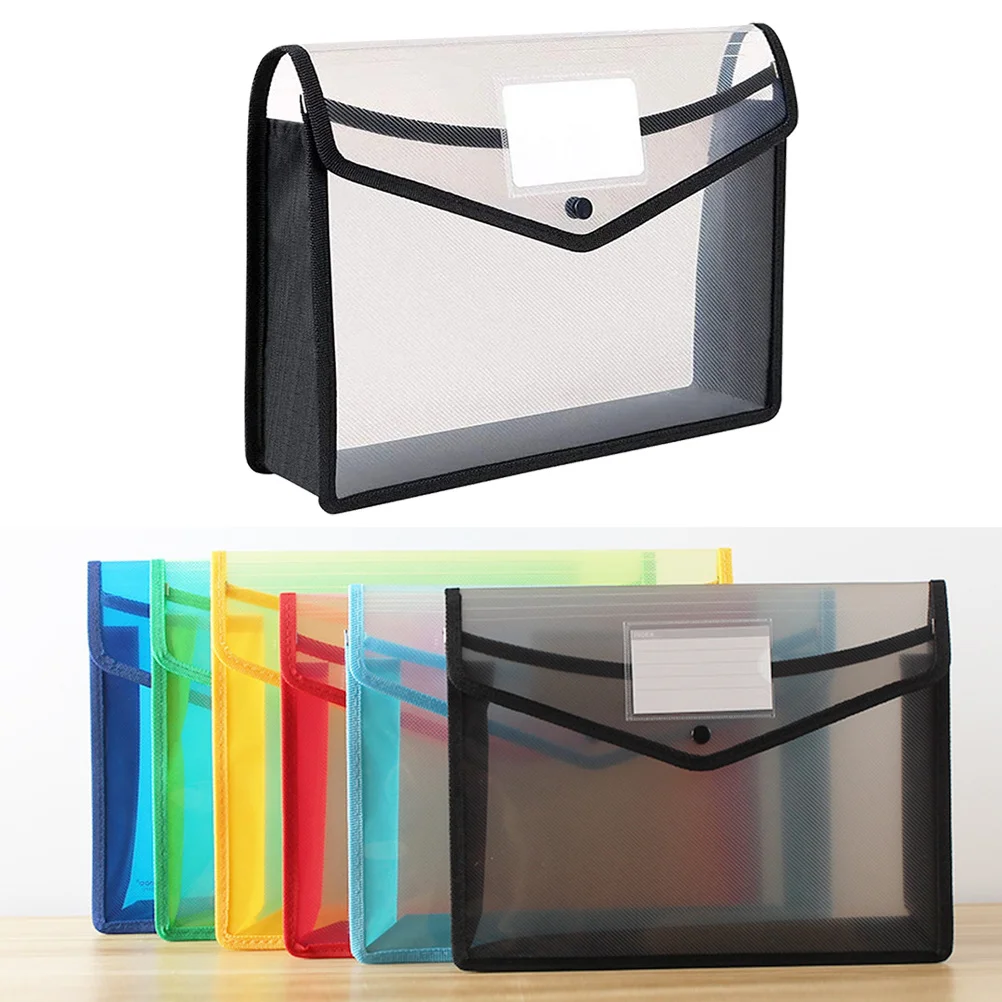 

A4 Transparent File Folder Water Resistant Plastic Document Organizer with Card Slot for Office School Expanding File Wallet