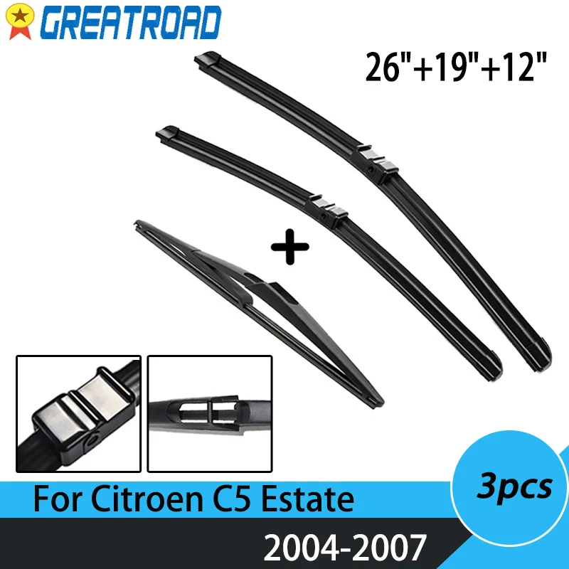 Wiper Front Rear Wiper Blades Set For Citroen C5 Estate 2004 2005 2006 2007 Windshield Windscreen Front Rear Window 26