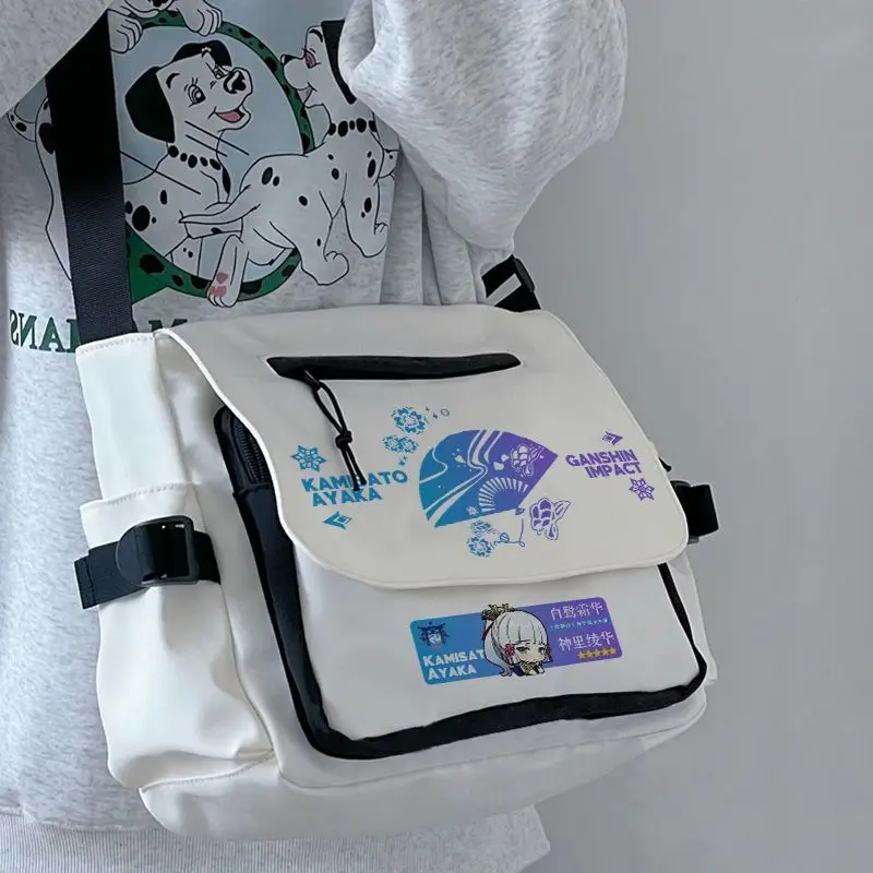 Minimalist Genshin Impact Single Shoulder Large Capacity For Middle School Students Girls Boys Trendy Ins Versatile Anime Maple