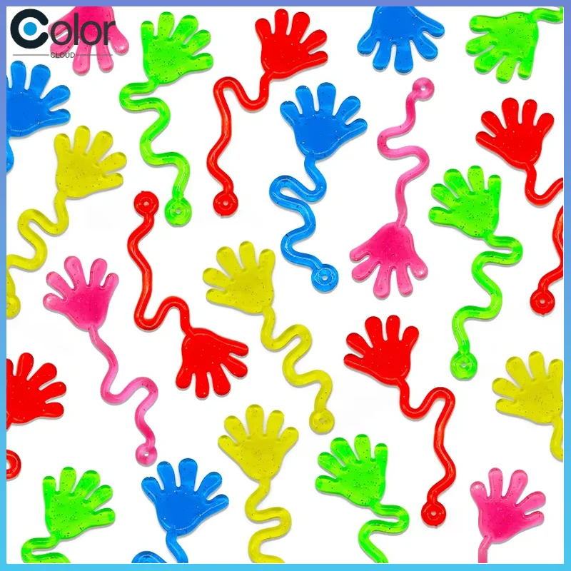 5-20 Pcs Kids Funny Glitter Sticky Hands Toy Palm Elastic Sticky Squishy Slap Palm Toy Kids Novelty Gift Party Favors Supplies