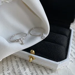 New Fashion Chain Rose Flowers Pendant Rings for Women Personality Zircon Opening Ring Anniversary Romance Jewelry