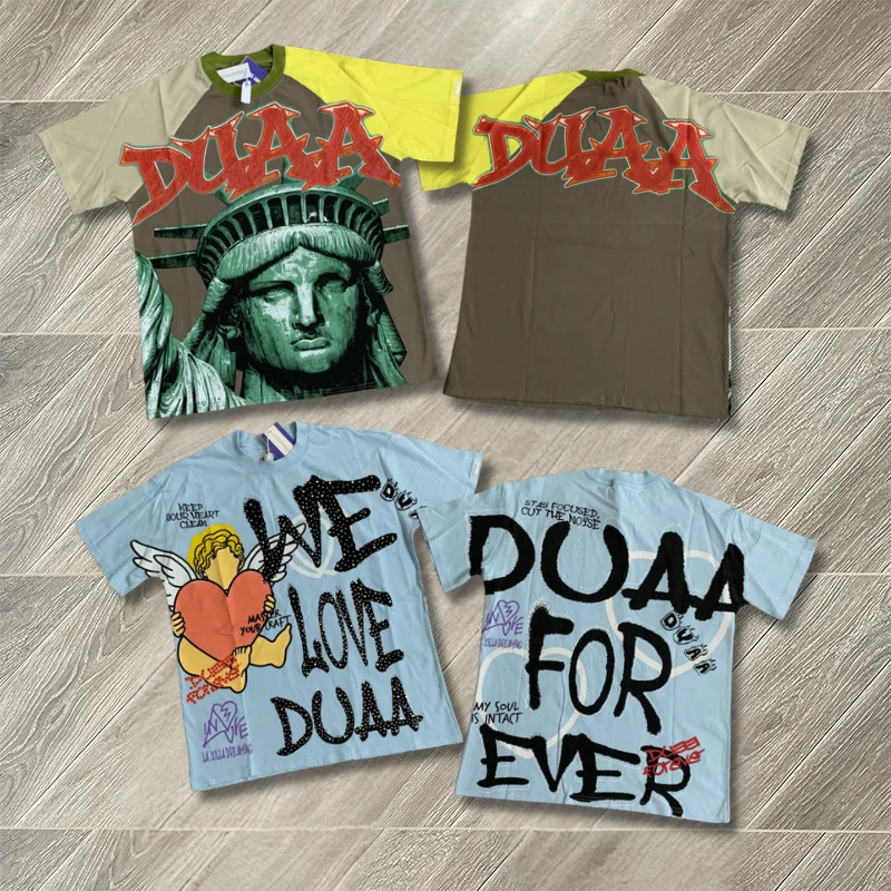 2026ss Summer Vintage Statue of Liberty Print DUAA Tshirts Men Women Casual Rhinestone Loose Casual Tees