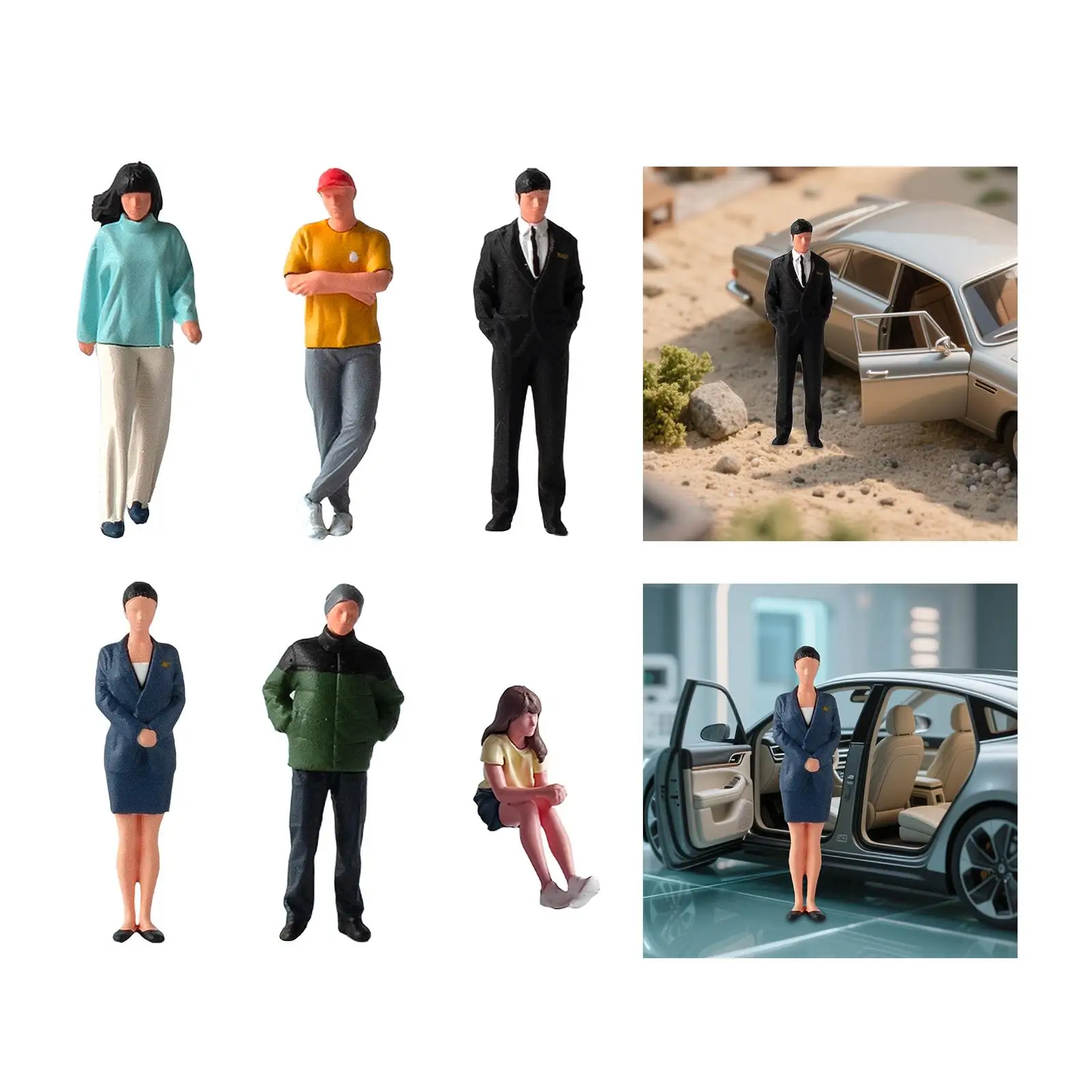 Diorama 1/64 Scale คนรูปเรซิ่นกระตุ้น Photo Prop Street คนรูปสําหรับตารางทราย Miniature โครงการภูมิทัศน์