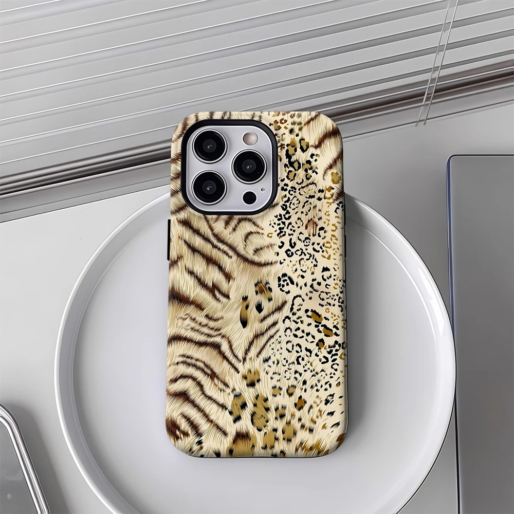 Wild Animal Print Mix Phone Case for Samsung Galaxy S20 S23 S24 S25 S26 FE Plus Ultra Edge 4G 5G Luxury Double-layer Back Cover
