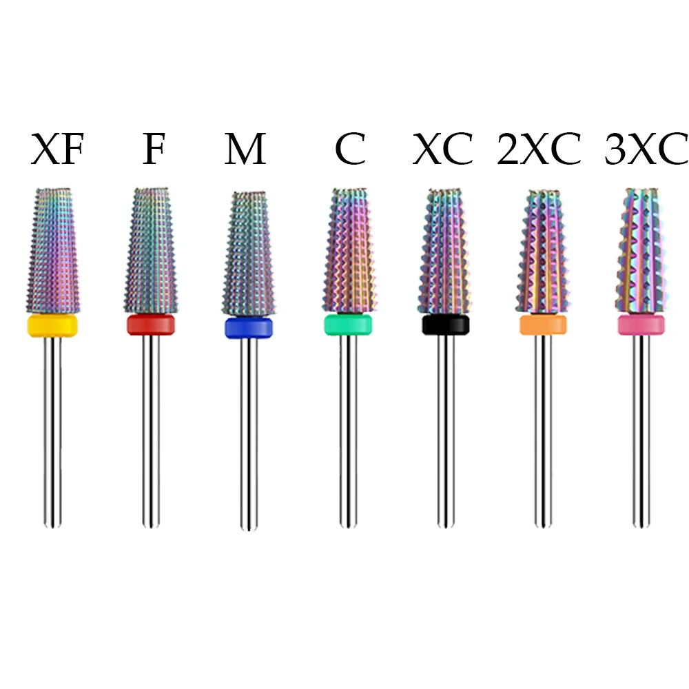 Fioletowe frezy karbidowe 5 w 1 stożkowe do paznokci, frezarki do manicure, usuwania żelu, akryli, akcesoria do paznokci, narzędzie