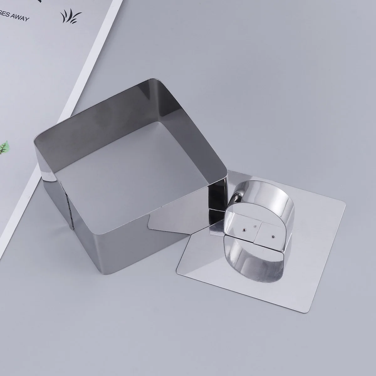 

2 pcs 430 Stainless Steel Mousse Ring Square Cake Mold Non-Stick Baking Tool For Diy Chocolate Cookies Fondant Home Kitchen Use