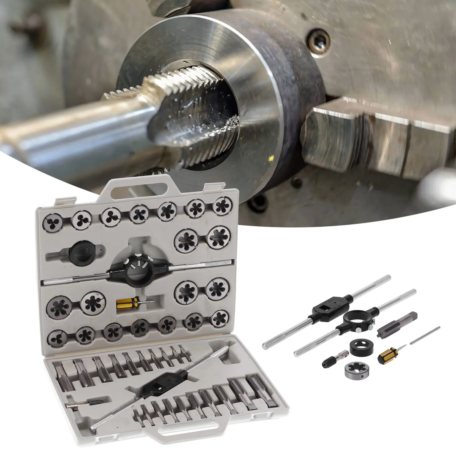 

45Pcs Tap Die Set with Fine/55° Cylindrical Pipe Threads Hardware Tools for CraftsmanMetric System Tap,Die,Set§Fine,Threads,Tap,
