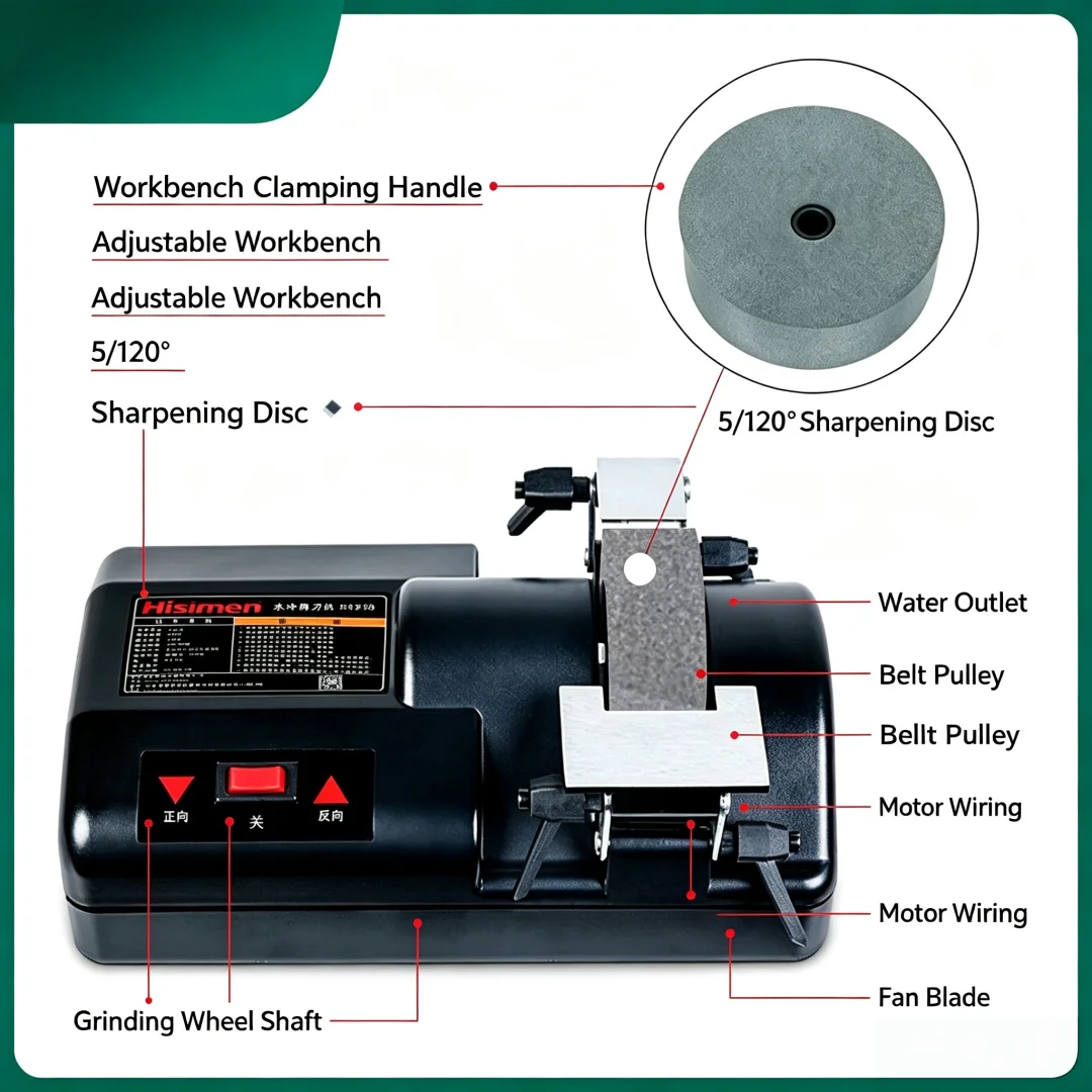 Household Low‑Speed Water‑Cooled Knife Sharpener, Multi‑Purpose Grinder for Kitchen Knives, Scissors and Planer Blades