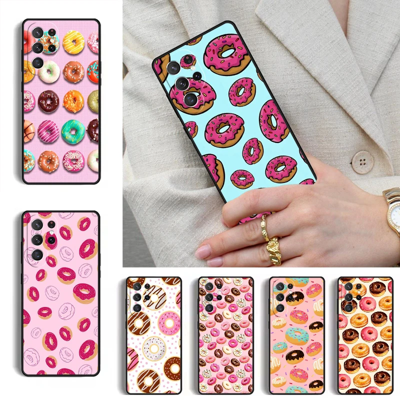 Candy Creamy Pink Donut Sprinkles Phone Case for Samsung Galaxy S26 S25 Ultra S24 S23 S22 S21 Plus Note 10 Bumper Cover