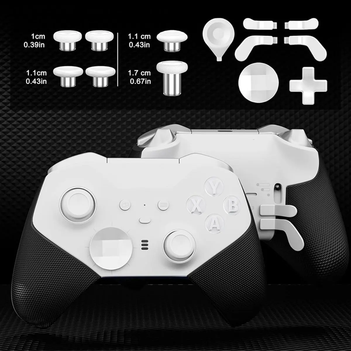

T81C! Металлические накладки на стики для контроллера Xbox One Elite Series 2, 6 сменных стиков, 4 пэда и D-пады (аксессуары) (B)