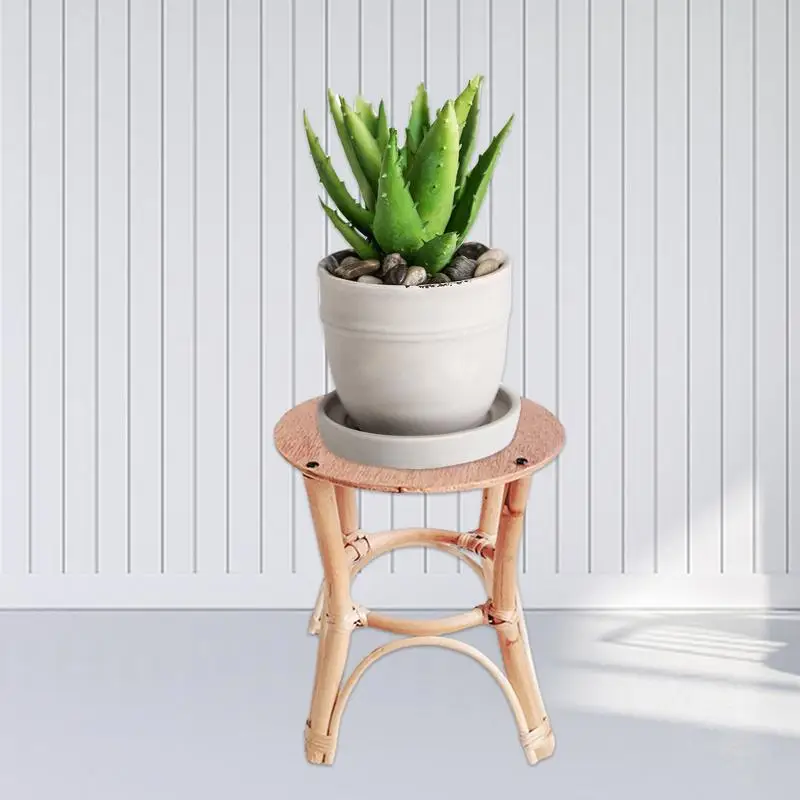 1PCS Rattan Plant Stand Hand Woven Flower Pot Rack Indoor Plant Stand Plant Pot Holder For Gardening Home Decoration Living Room