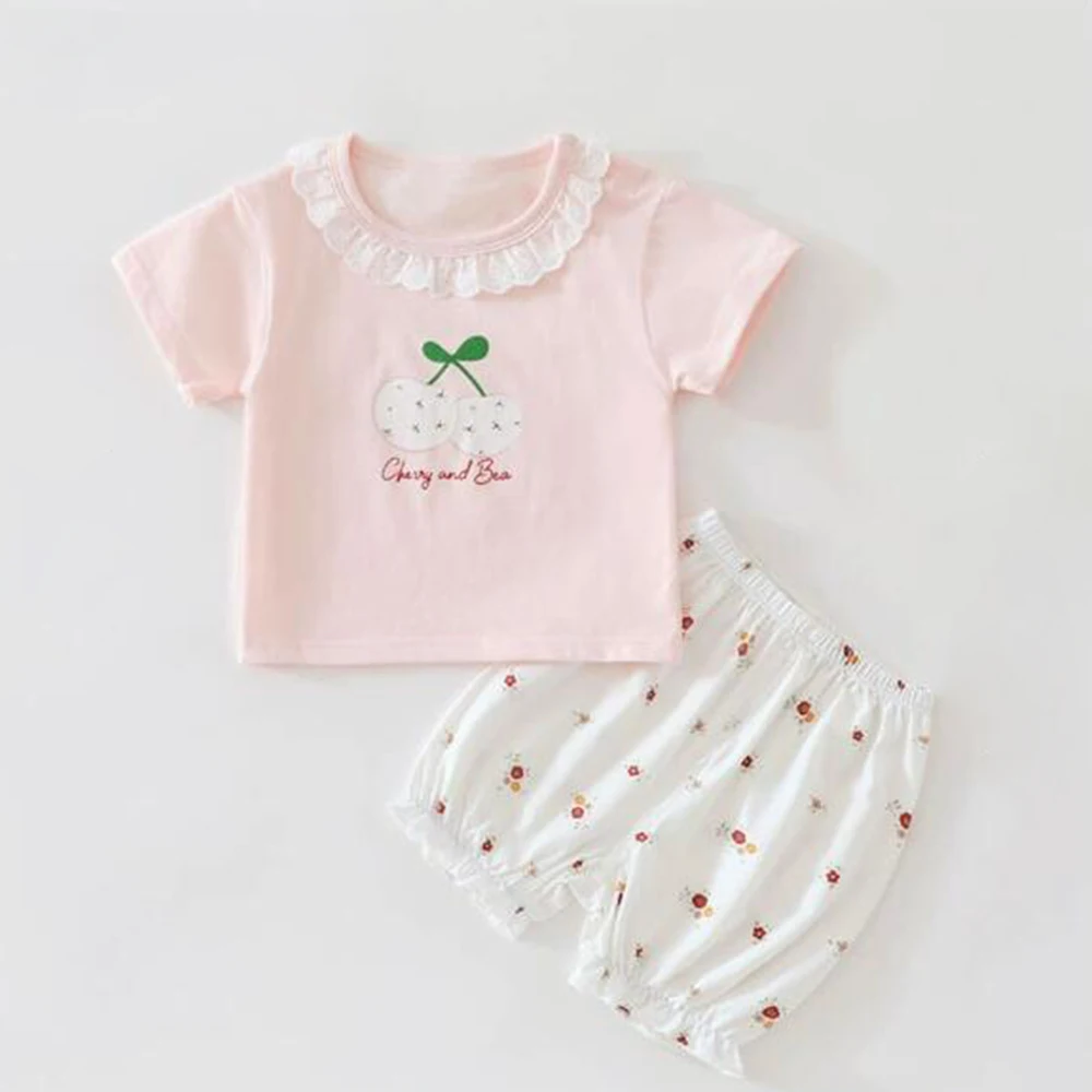 Baby Girl Clothes Set Cotton Summer Short Sleeve T-shirt + Shorts Two Pieces Infant Boutqiue Clothing Little Kids Outfits
