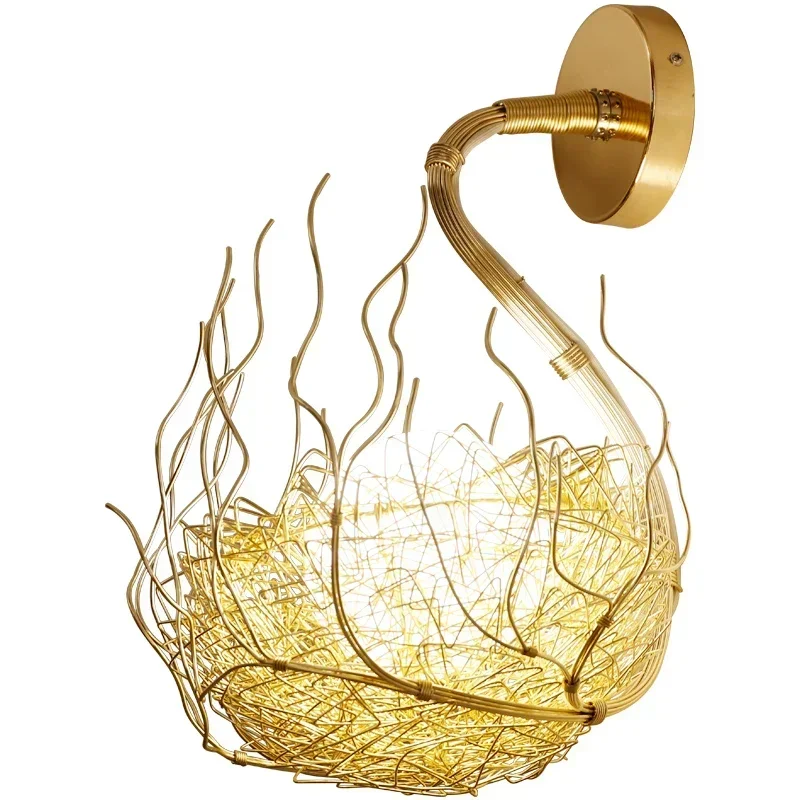 Nordic Bird Nest LED Wall Lamp Glass Design Stylish Lighting Fixture for Bedroom Study Dining Room Living Room Bedside Home Deco