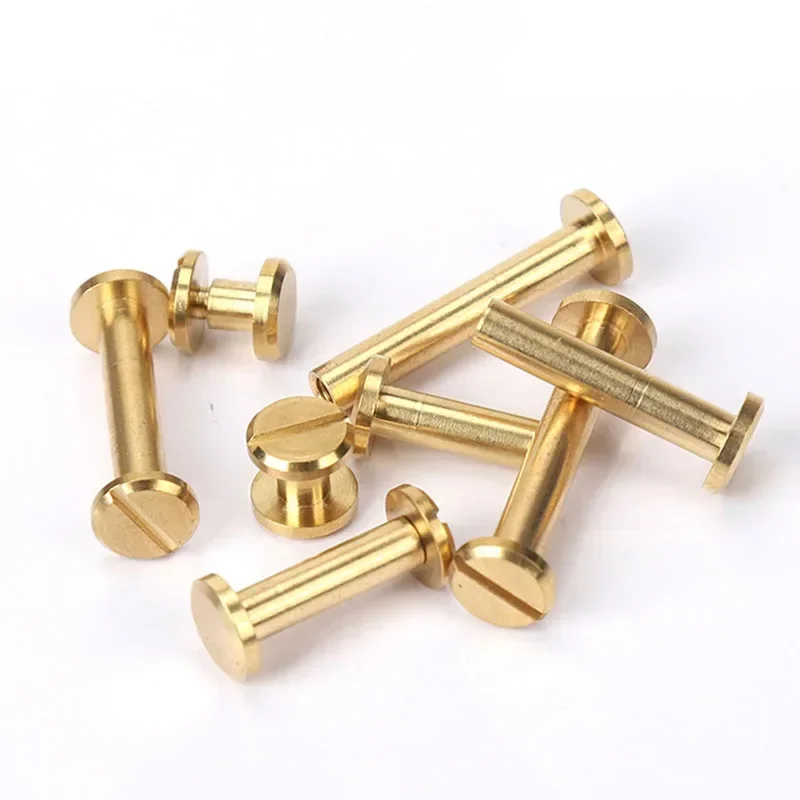 10sets Solid Brass Binding Chicago Screws Belt Screw Stud Rivets for Photo Album Leather Craft Belt Wallet Fasteners