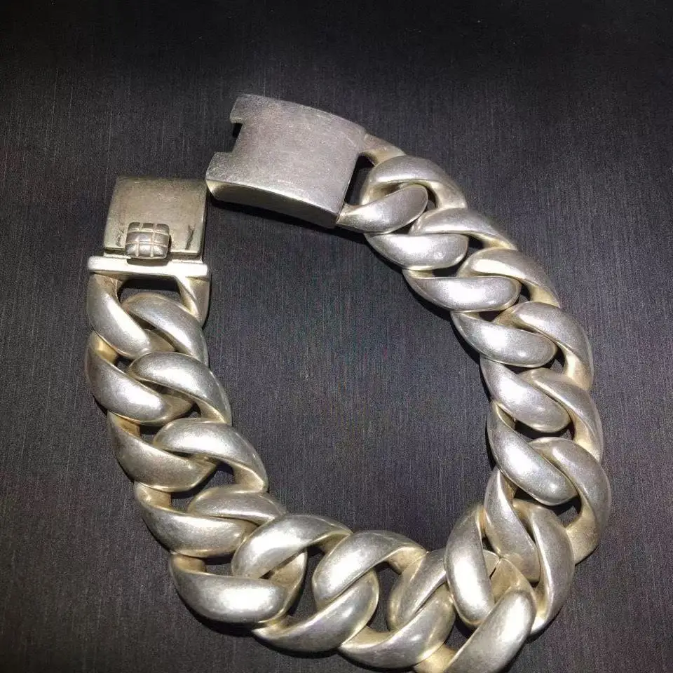 Exquisite S925 Tibetan Silver Bold Bracelet  Simple Personalized Men's Women's Fashion Jewelry Accessories birthday party gifts