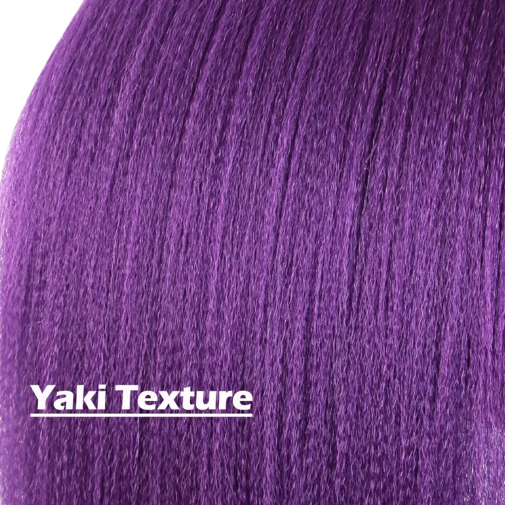 Purple Braiding Hair 14 Inch Short Pre Stretched Hair Straight Yaki Texture Synthetic Hair Extensions Softness,
