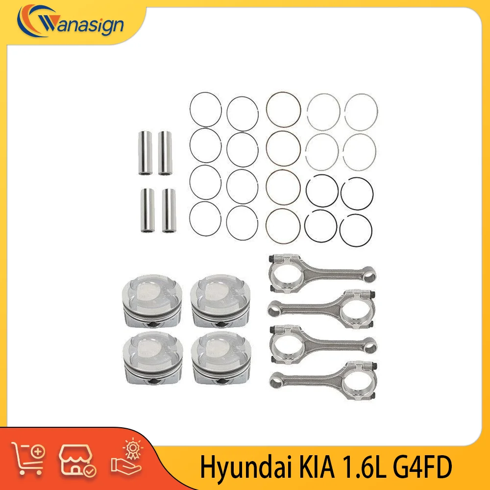 AUTO ENGINE PARTS Con Rod Piston Kit For Hyundai KIA i30 i40 ix35 TUCSON VELOSTER CARENS PRO CEED SOUL SPORTAGE 1.6L L4 16V G4FD