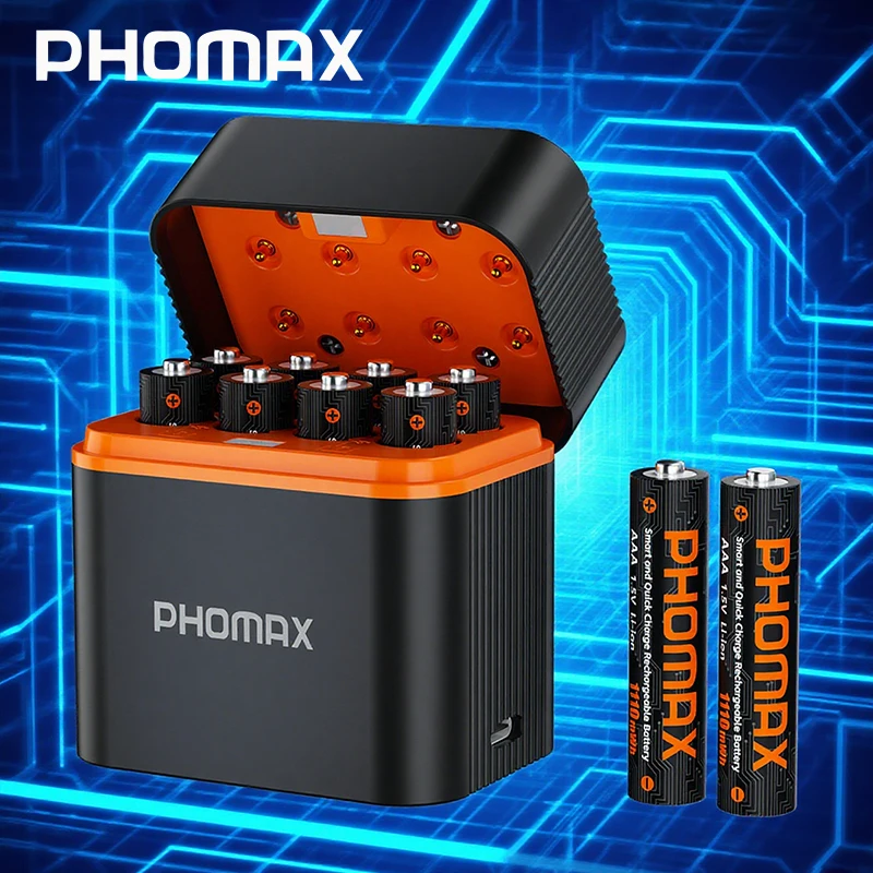 

PHOMAX Best Selling Rechargeable Lithium Battery 1.5v AAA Li-ion Battery and LED Indicator Charger with Type-C Charging Cable