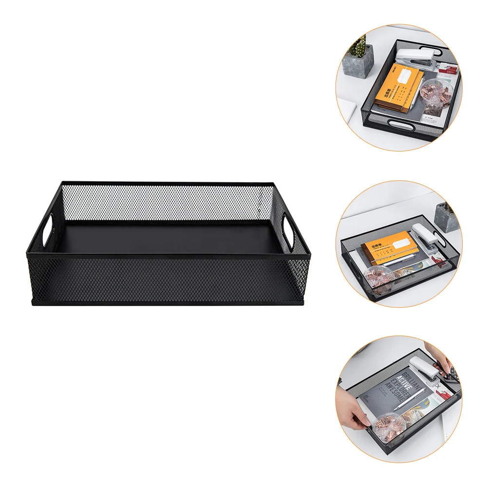

Metal File Basket Black Desktop Storage Tray Premium Iron Office ganizer Smooth Polishing Save Space Tidy Room