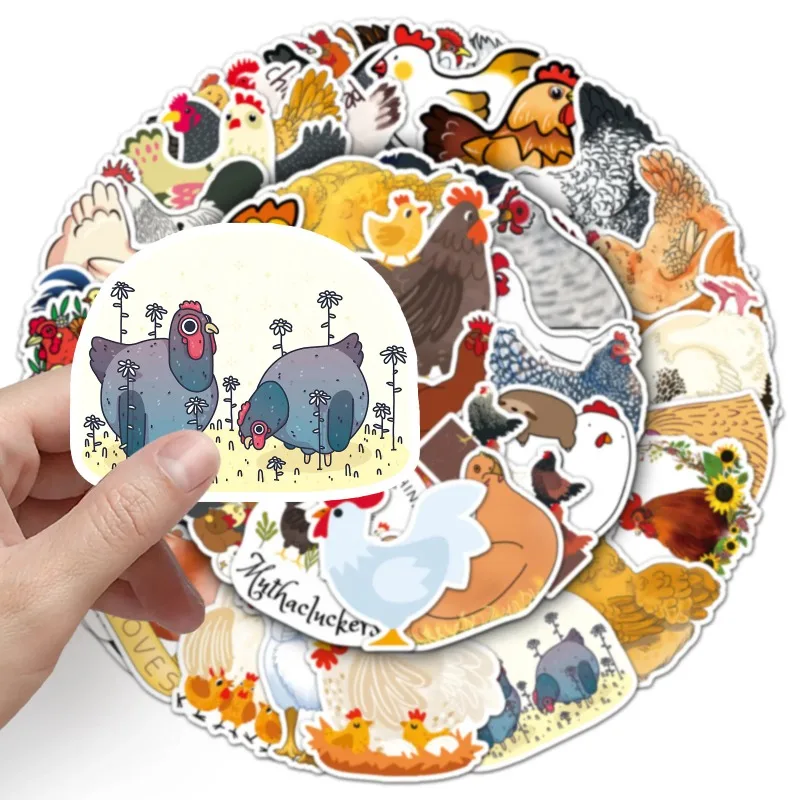 

Cute Animal Chicken Stickers Waterproof Vinyl Decals for Laptop Notebook Study Room Scrapbooking DIY Crafts