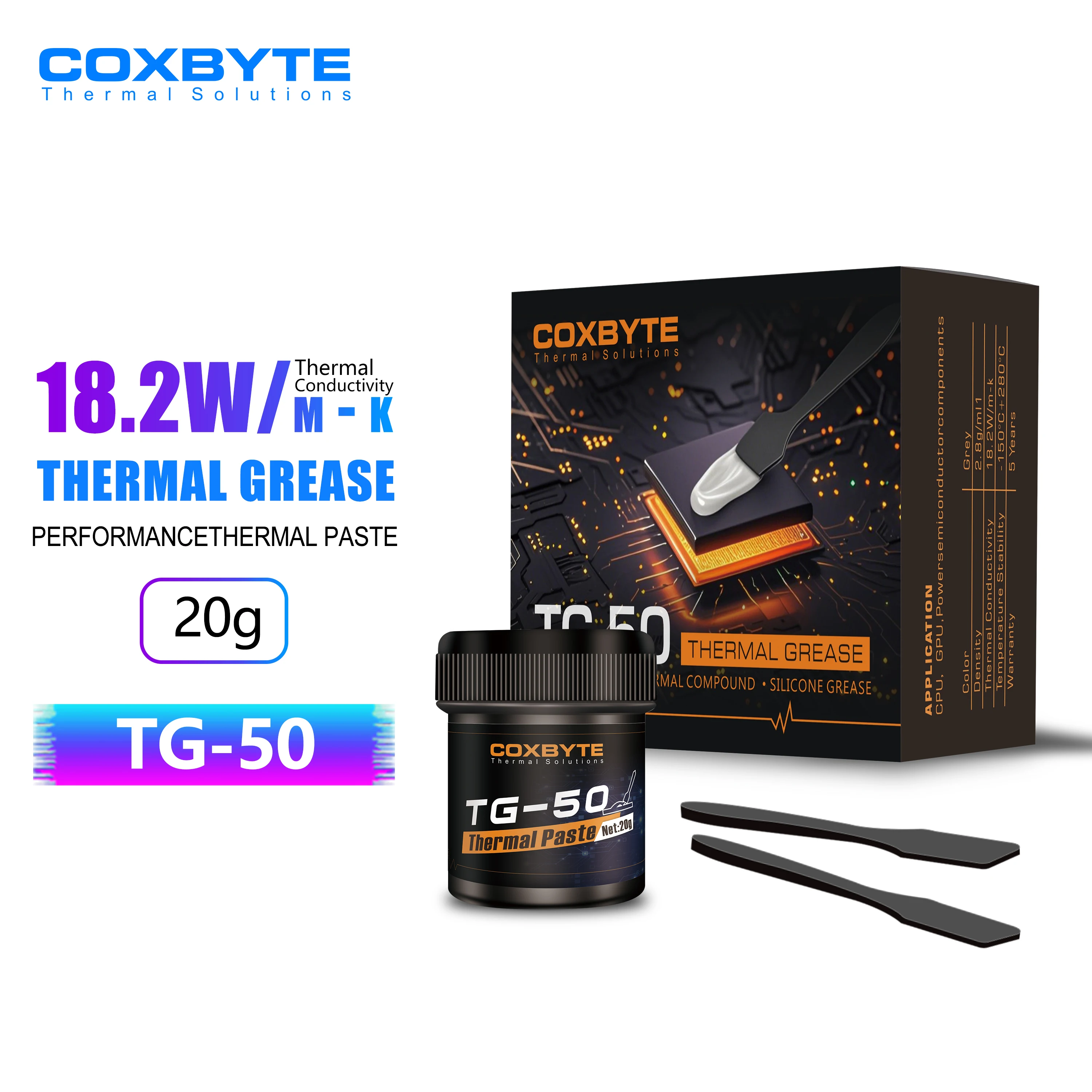 

Coxbyte TG-50 20g Thermal Paste For Laptop Graphics CPU GPU Cooling Fan Thermal Conductive Silicone Grease Heatsink Plaster
