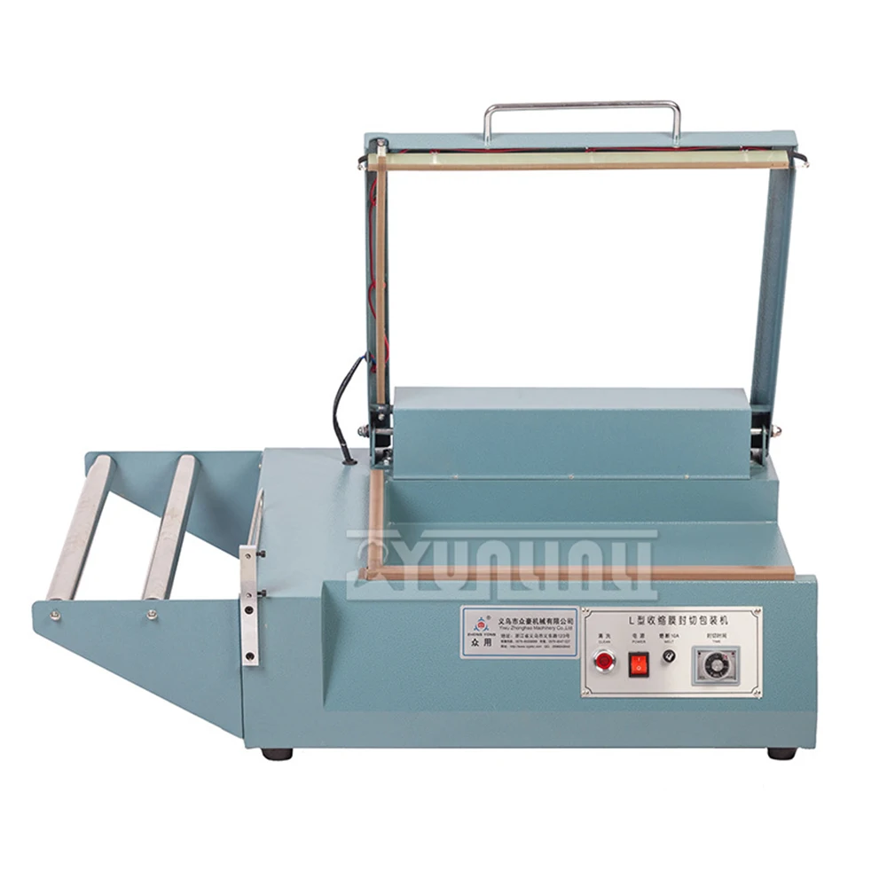 SF-380 Manual tipe L, 220v 800w, lapisan plastik Film DOF segel dan pemotong kemasan
