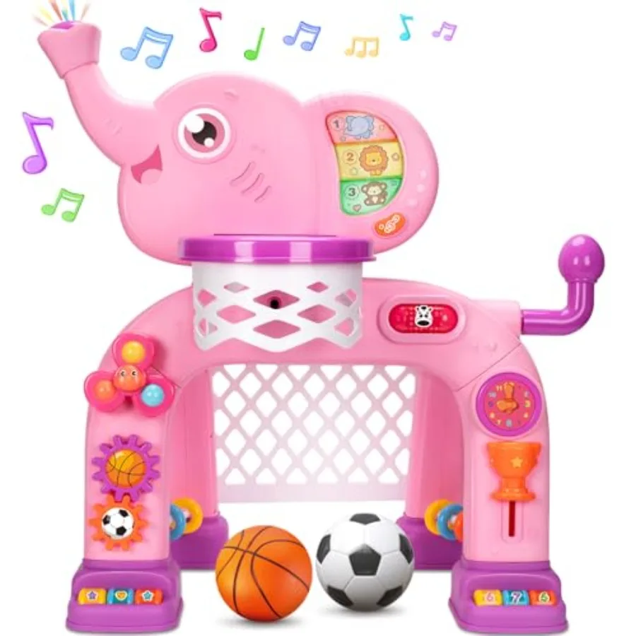 Toddler Basketball Hoop and Soccer Goal Sports Toys for 1 2 3 Years Old Girls Boys Montessori Toys Interactive Musical Toy with