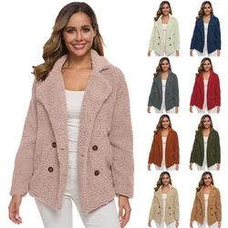 Casaco de pele sintética extragrande feminino, jaqueta macia de lã, casaco de pelúcia, sobretudo feminino casual, quente, requintado, outono, inverno