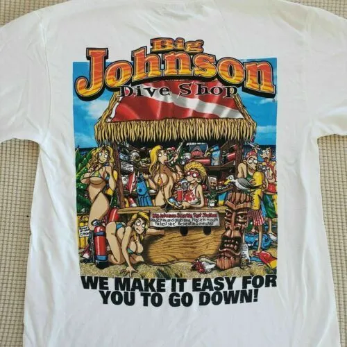 رائجة البيع!!! تي شيرت Big Johnson Dive Shop قميص غواص Go Down For More