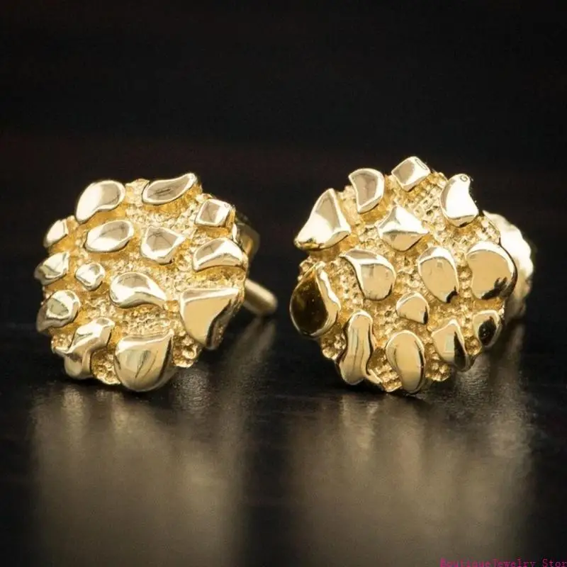 E1PE Vintage Gold Geometric Earrings Women Irregular Earrings Alloy Texture Perfect for Daily Wear and Special Occasions
