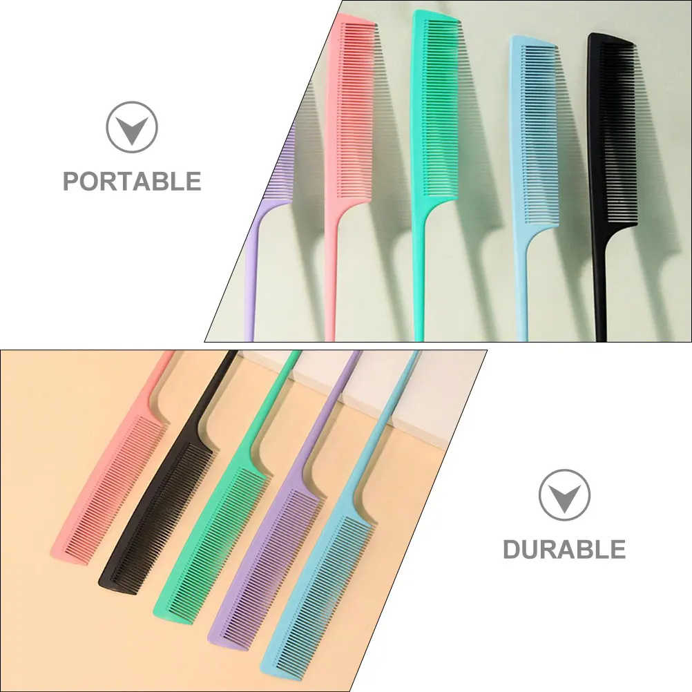 

5 шт., расческа с хвостом, прочные расчески для стрижки, гладкие полированные зубы, парикмахерские расчески для укладки волос для мужчин и женщин, расческа для пробора волос