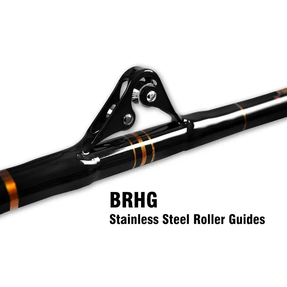 

-Bent Butt Fishing Rod 2-Piece Saltwater Offshore Trolling Rod Big Game Roller Rod Conventional Boat Fishing Pole