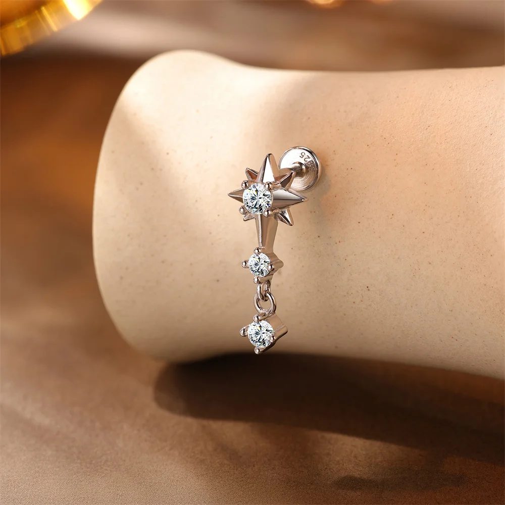AIDE 925 Sterling Silber 1 STÜCK Mini Moissanit Vier-Klauen Schraube Ohrstecker Casual Design DIY INS Ohrstecker für Dame Schmuck – Detail 35